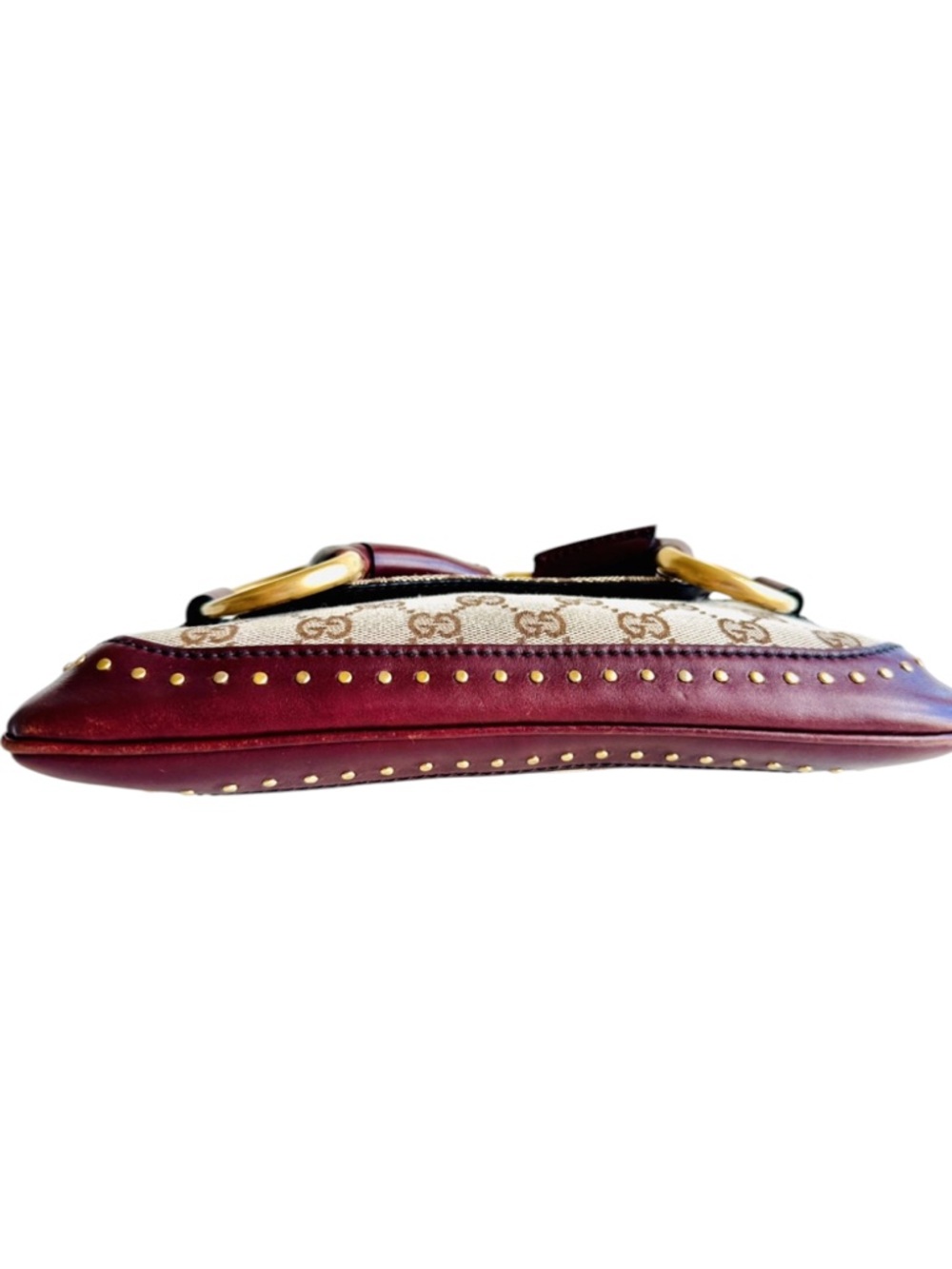 Gucci Horsebit Bag Tom Ford Era Vintage GG Canvas Clutch on Chain Burgundy - Picture 10 of 12